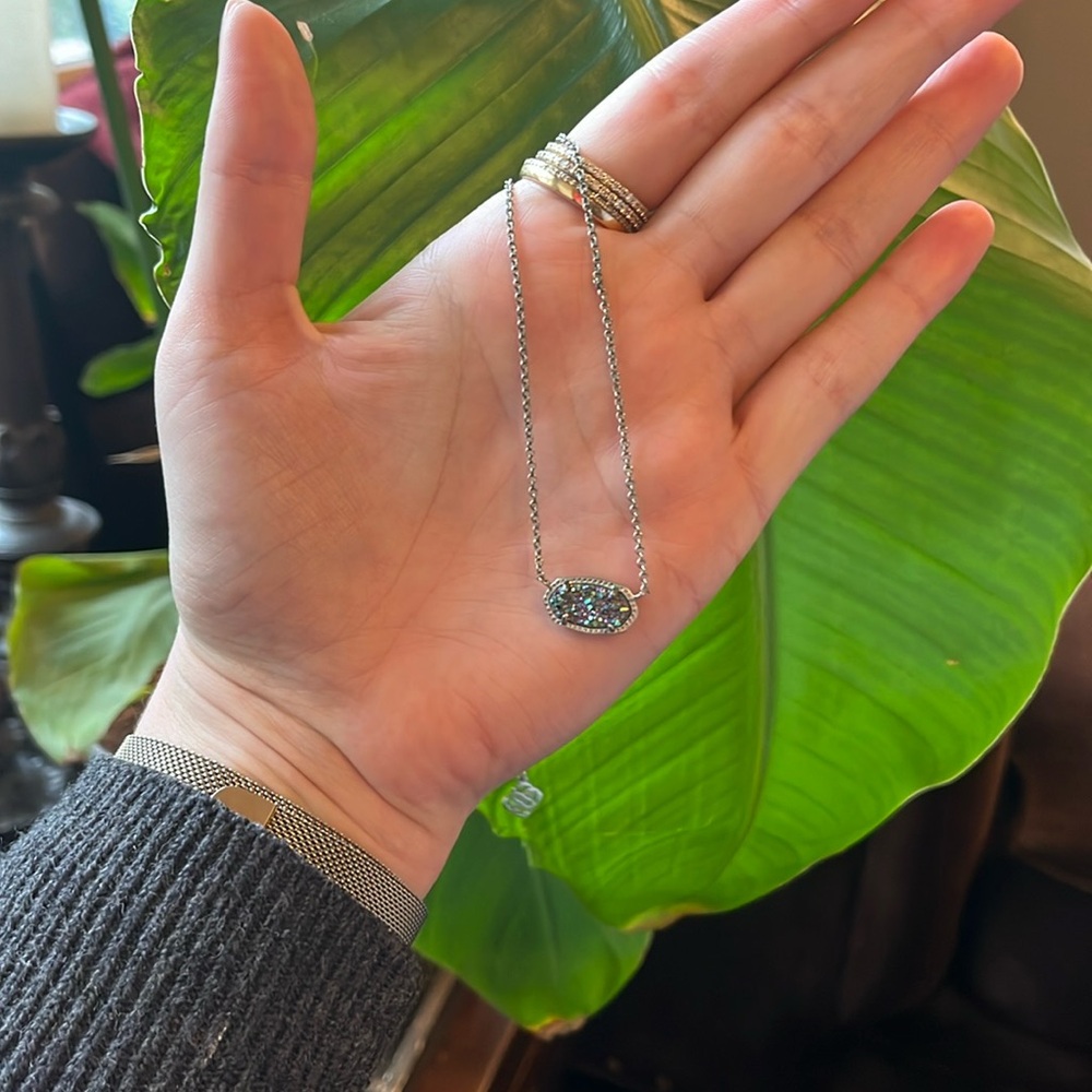 Kendra Scott multi color drusy on a silver chain